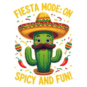 Funny Cinco de Mayo cactus PNG, cute fiesta party shirt sublimation, high-resolution Mexican holiday design, vibrant sombrero cactus