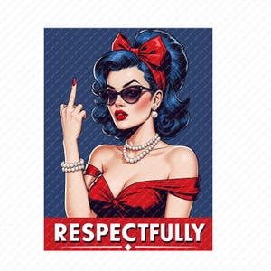 Retro pin-up girl PNG, sassy vintage diva clipart, digital download for sublimation, stylish woman with attitude, glamorous pin-up fashion