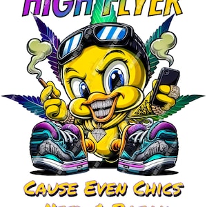 High Flyer Chic PNG. Cute Cartoon Chic Graphic. Chill Chick PNG