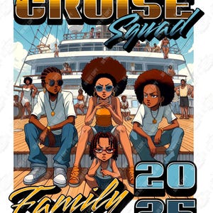 Cartoon Cruise Squad PNG. Projekty rejsów rodzinnych PNG.. Rejs wakacyjny 2025 Projekt