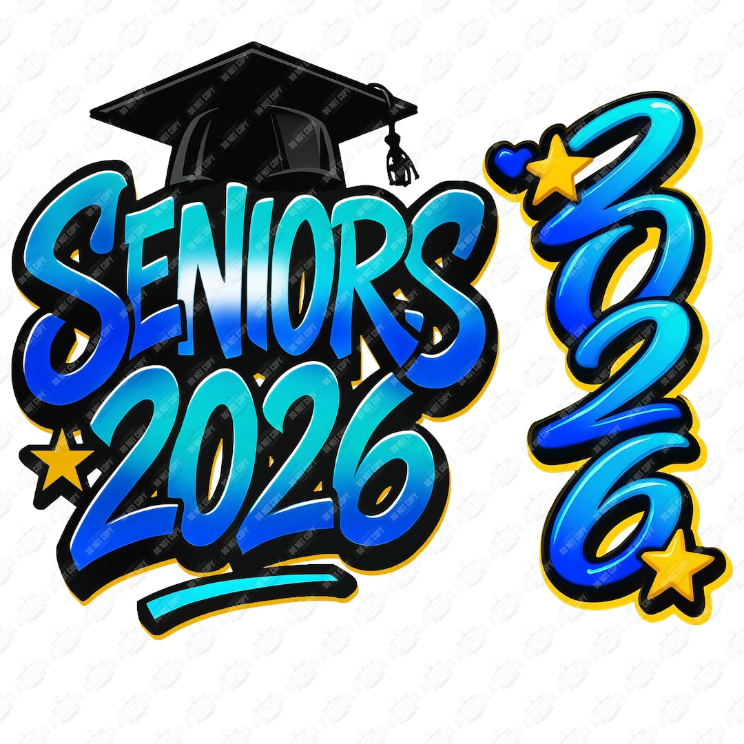 Senior Class of 2026 Airbrush Graduation Digital PNG – Instant Download