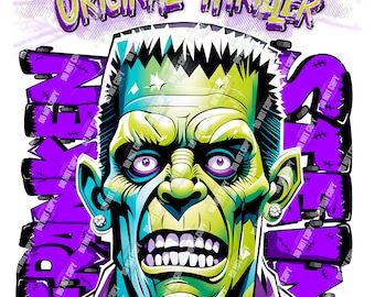 Halloween Frankenstein Fall Freight Charakter Digital Design Lebendige Comic-Stil PNG