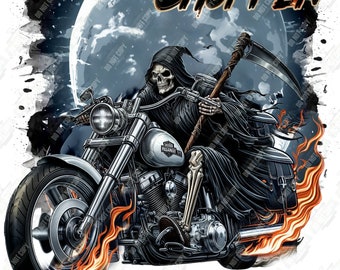 Soul Chopper PNG - Sensenmann Biker Digitale Kunst für Halloween Dekor, Shirts und Geschenke