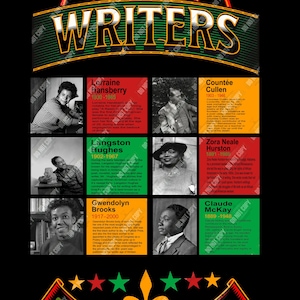 Historic Black Writers PNG| Inspirational African American Literature Art | Black History Digital Design for Crafts and Decor