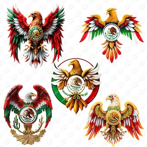 Mexicaanse steenarend-bundel | Hoogwaardige Azteekse adelaar-clipart | Patriottisch Mexicaans erfgoedontwerp | Digitale png voor sublimatie en afdrukken