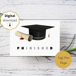 PhD Grußkarten 7 x 5 inch zum PhD Graduierung feiern abgeschlossenen PhD Grad PhD Graduierung Hut und Zertifikat