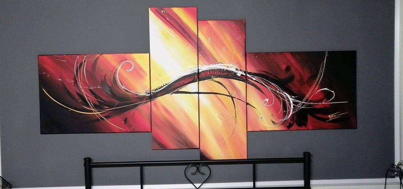 Tableau Orange Design Plume Xxl