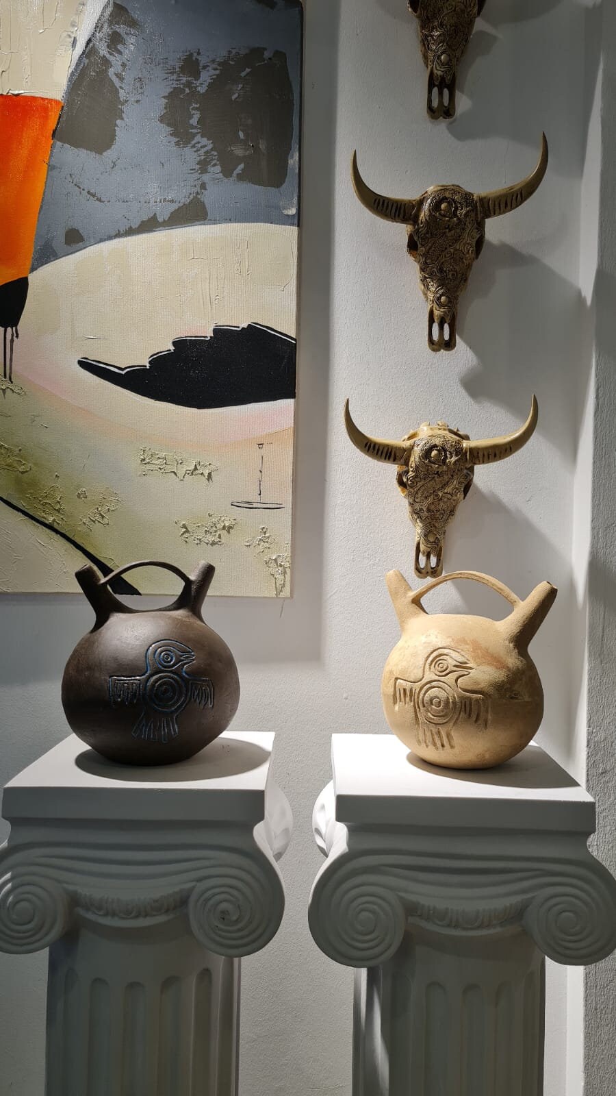 Stoneware Vase With Aztec Symbols Hand Built Pottery Etsy