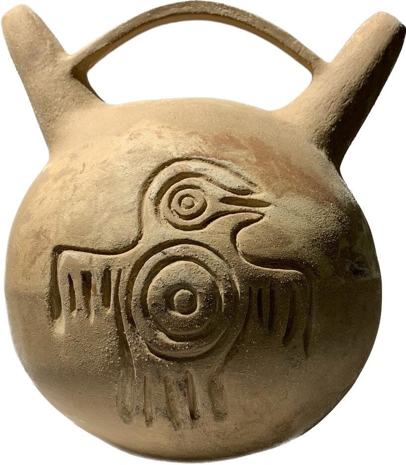 Stoneware Vase With Aztec Symbols Hand Built Pottery Etsy