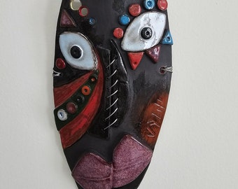 Abstract Handmade Wall Mask, Wall Decor, Decorative Mask, Picasso Wall Art, Wall Art, Unique Ceramic Gift for Mom, Mother's Day Gift