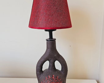 Unique Stoneware Lampshade with Hittite Sun Disk, Ceramic Lighting, Housewarming, Unique Pottery Product, Interior Decoration