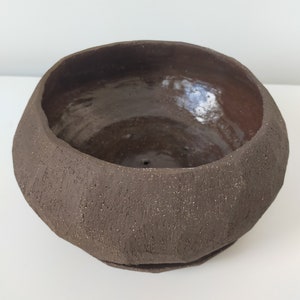 Ceramic Gift for Bonsai Lovers, Natural textured stoneware flowerpot, brown ceramic plant pot, hand built unique pottery