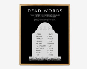 Dead Words English Classroom Decor, Funny Gothic English Class Printable, Dead Words Educational Poster (+ FREE Lesson Planner Template)