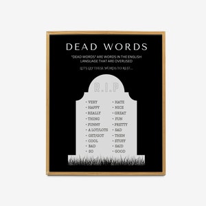 Dead Words English Classroom Decor, Funny Gothic English Class Printable, Dead Words Educational Poster (+ FREE Lesson Planner Template)