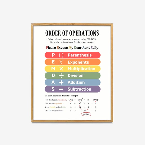 Order of Operations Math Poster - Etsy