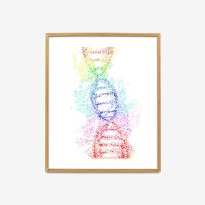 DNA Watercolor Art Print, Science DNA Molecule Art, Medical Art Poster, Genetics Science Art, Genetic Microbiology Art, Clinic Lab Decor