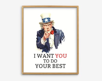 Uncle Sam Classroom Posters, History Classroom Theme, Patriotic Gift, Classroom Decor High School, Inspirational Poster, Motivational Prints
