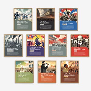 Famous Revolutions Posters, Historical Wars and Battles, History Teacher Posters, History Classroom Decor, Social Studies Classroom Prints