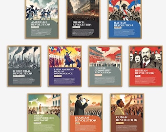 Famous Revolutions Posters, Historical Wars and Battles, History Teacher Posters, History Classroom Decor, Social Studies Classroom Prints