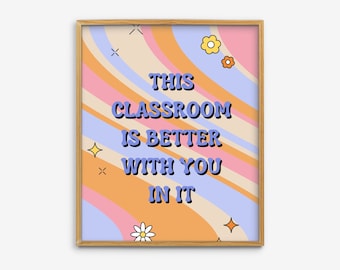 Art mural, décoration tendance pour la classe, affiche de classe avec affirmation, décoration arc-en-ciel pour salle de jeux, oeuvre d'art pour enfants