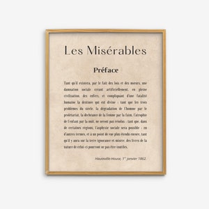 Les Miserables Preface Wall Art, Victor Hugo Light Academia Decor, Classic Literature French Poster, Broadway Art Print, Theatre Room Decor