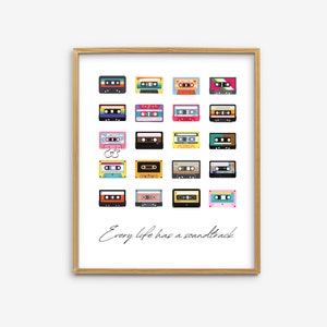 Every Life Has a Soundtrack Wall Art, Music Classroom Poster, Music Poster Wall Decor, Music Classroom Decor, Cassettes Music Home Decor
