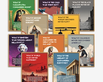 Historiska "Tänk om"-posters, historielärareposters, dekoration för historieklassrum, tryck för samhällskunskapsklassrum, dekoration för historieklassrum