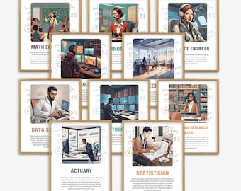 Math Careers Posters, Math Classroom Poster, Mathematics Class Posters, Math Classroom Decor, Math Bulletin Board, Math in Life Art Prints
