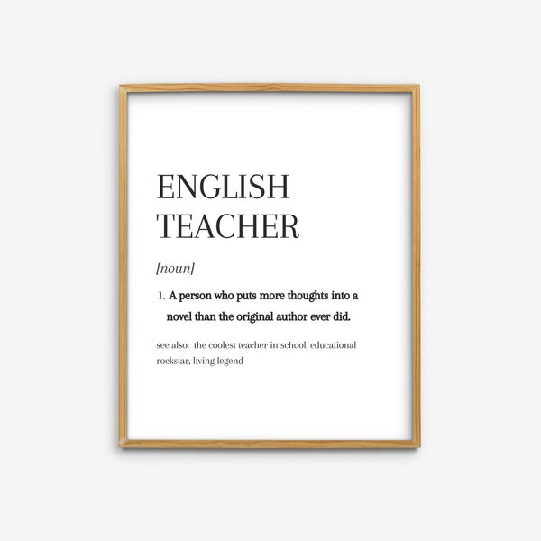 English Teachers Dictionary Definition Canvas Poster, English Teacher Gift Idea, Office and Home Decorations, English Teacher Definition