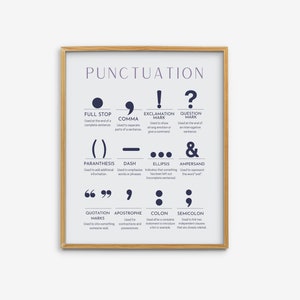 Punctuation English Classroom Poster,  Boho Classroom Decor, English Classroom Decor, Punctuation Educational Poster (+ FREE Lesson Planner)