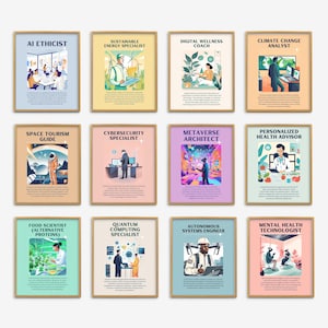 Careers of the Future Posters, Future Jobs Wall Art, Trendy Classroom Decor, Middle High School Counselor Poster, Occupation Job Prints