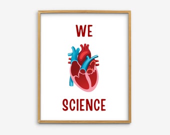 We Heart Science Wall Art, Science Posters, Classroom Educational Decor, Nerdy Home Decor, Science Classroom Decor Printable, Science Art