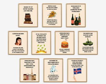 History Fun Facts Posters Set of 10, History Teacher Posters, History Classroom Decor, Social Studies Classroom Prints, History Class Decor