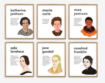 Women in Science Posters, STEM Scientists and Mathematicians Posters Sets of 6, Famous Scientists Classroom Poster, Science Classroom Decor
