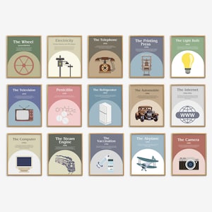Famous Inventions in History Posters, Popular Scientists Inspirational Posters, Classroom Decor Motivational Classroom Posters, STEM Prints