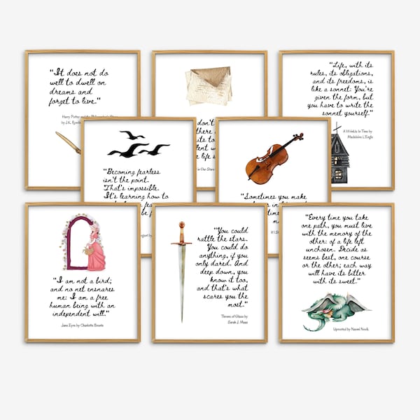 Young Adult Books Quotes, YA Authors Posters, High School Middle School English Classroom Decor, Literature Art, Wall Art, Bookish Gift