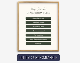 Custom Classroom Rules, Minimalist Class Rules Poster, Personalized Classroom Rules, Personalized Teacher Printables, Custom Digital Print