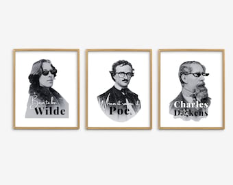 Funny Classroom Prints, Famous Author Literary Poster Set, Edgar Allen Poe Poster, Oscar Wilde - Author Poster, Charles Dickens Poster