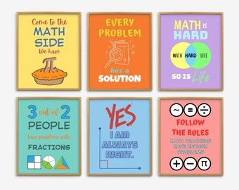 Math Posters Set, Math Trendy Poster, Mathematics Puns Class Posters, Math Classroom Decor, Math Teacher Office Decor, Fun Math Art Prints