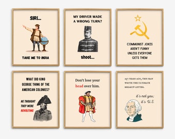 History Jokes Posters, Funny History Teacher Posters, History Classroom Decor, Social Studies Classroom Prints, History Class Decorations