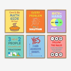 Math Posters Set, Math Trendy Poster, Mathematics Puns Class Posters, Math Classroom Decor, Math Teacher Office Decor, Fun Math Art Prints