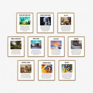 Art Classroom Posters Set of 10, Painting Subjects Genres Prints, Classroom Decor Bundle, Art Teacher  Board Printable, Art Class