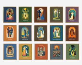 More Shakespeare Famous Plays Prints, Shakespeare Gallery Wall, English Classroom Decor, High School Engish, School Library Wall Art Vintage