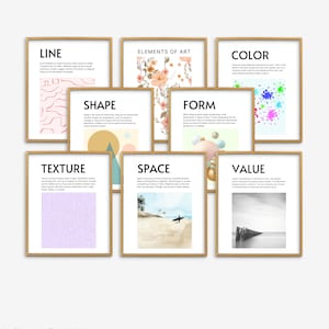 Elements of Art Sets of 8, Classroom Decor Bundle, Principles of Design Posters, Art Teacher Bulletin Board, Teacher Printable, Art Class