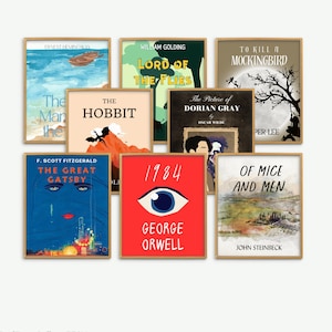 Copertina di libri popolari, poster di letteratura classica, stampe letterarie, poster di biblioteca, romanzo contemporaneo, decorazioni per aule di inglese delle scuole superiori