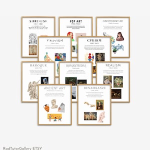 Art History Timeline Sets of 10, Classroom Decor Bundle, Art Teacher Decor, Art Teacher Bulletin Board, Teacher Printable, Art Class Posters