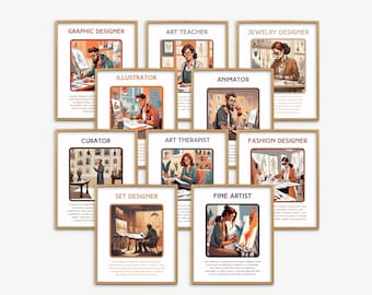 Art Careers Posters Sets of 10, Classroom Decor Bundle, Art Teacher Decor, Art Teacher Bulletin Board, Teacher Printable, Art Class Posters