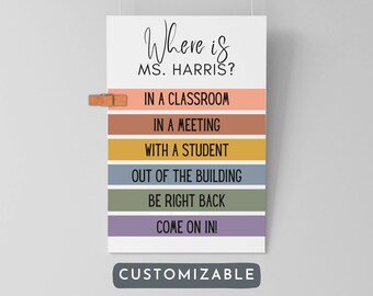 Personalized School Counselor Door Sign, Customized Where Is The School Psychologist, Where is the Nurse Printable Poster, School Nurse Sign