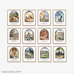 Berühmte Historische Wahrzeichen Poster, Welt Geographie Klassenzimmer Dekor für die Mittelschule, Sozialkunde Lernposter Kunstdrucke