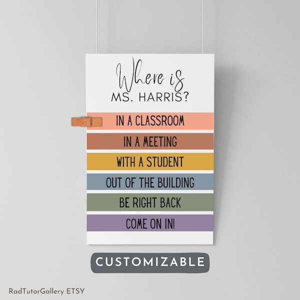 Personalized School Counselor Door Sign, Customized Where Is The School Psychologist, Where is the Nurse Printable Poster, School Nurse Sign